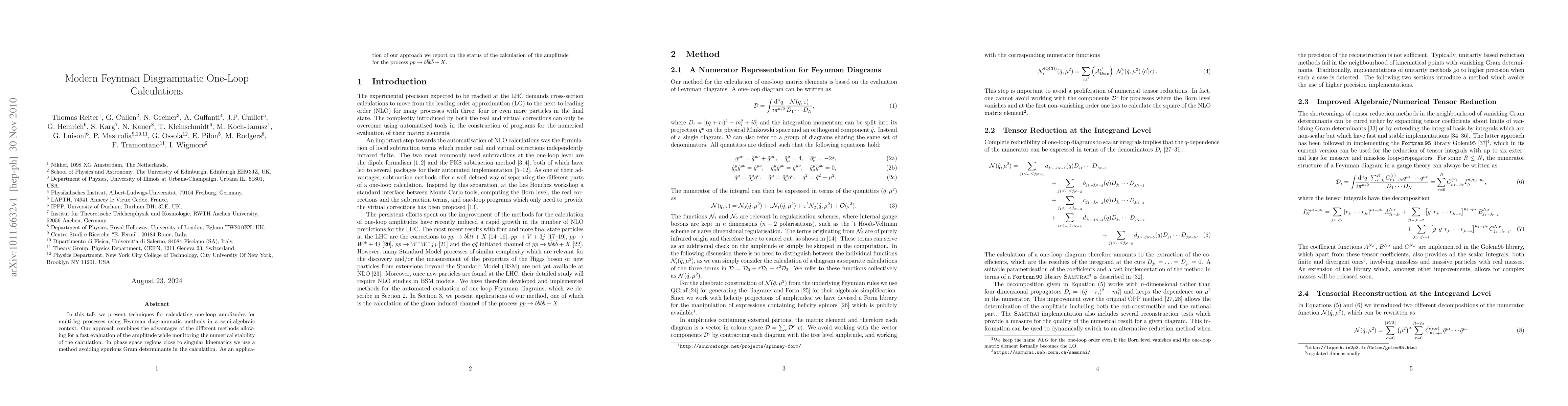 Thumbnail for Modern Feynman Diagrammatic One-Loop Calculations