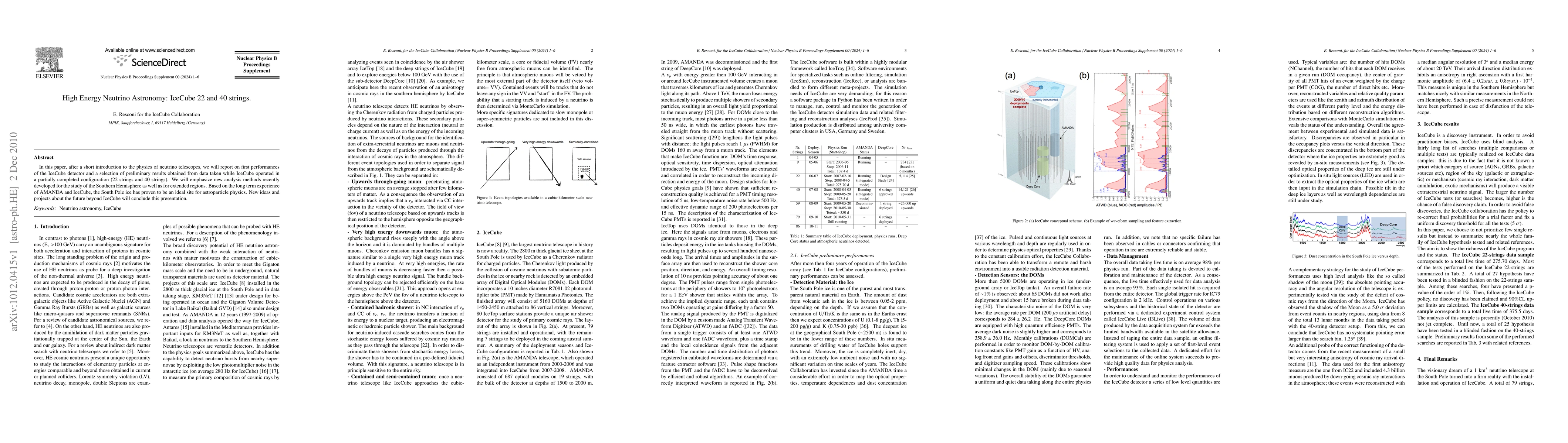 Thumbnail for High Energy Neutrino Astronomy: IceCube 22 and 40 strings