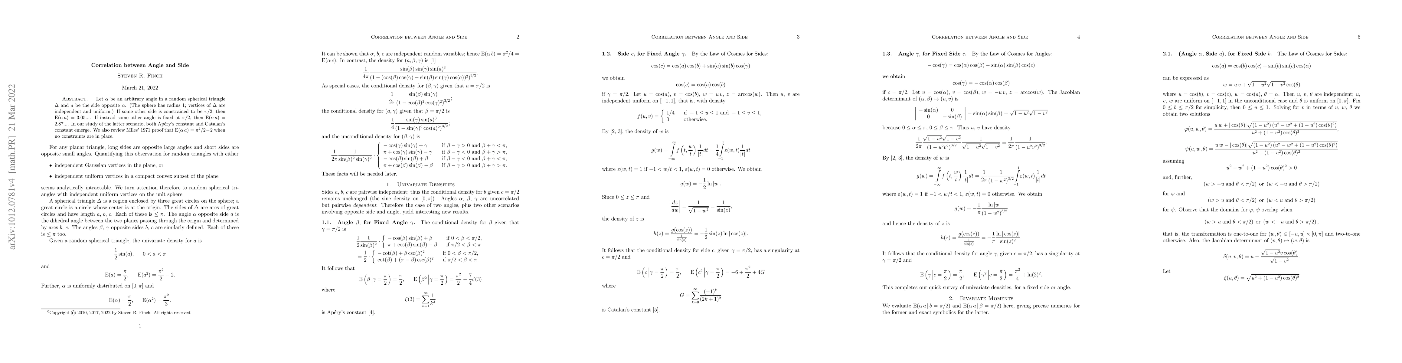 Thumbnail for Correlation between Angle and Side