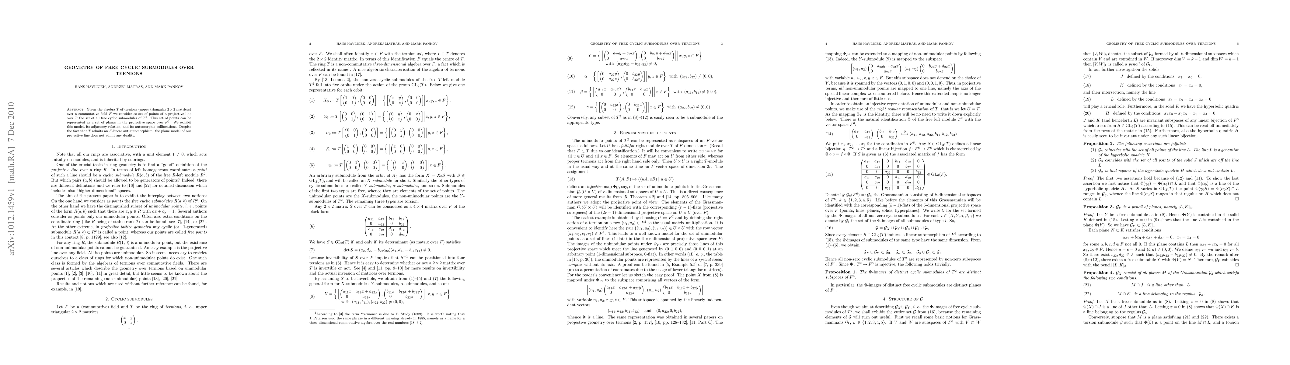 Thumbnail for Geometry of free cyclic submodules over ternions