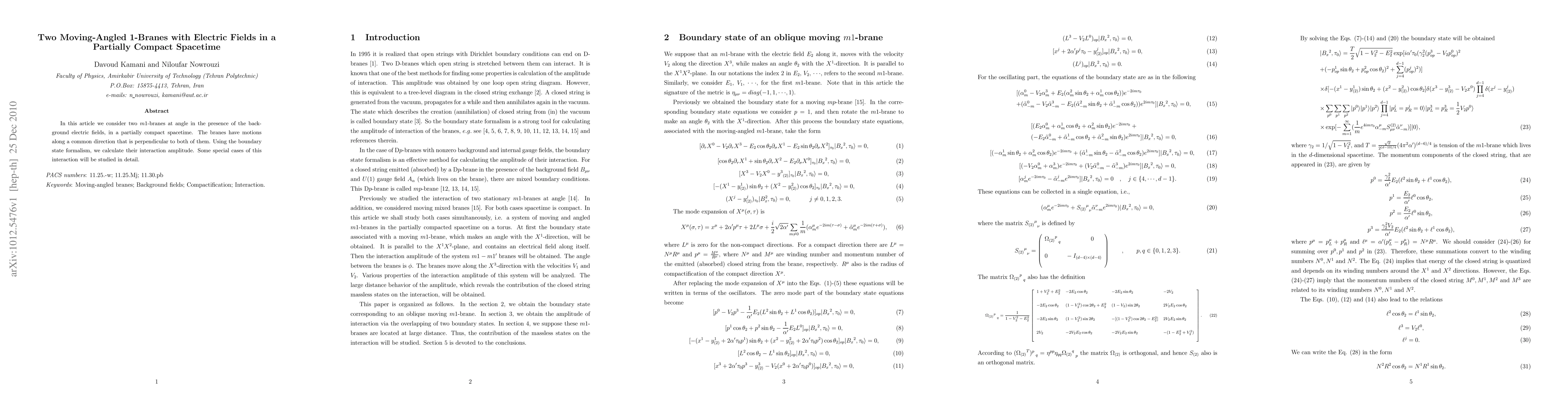 Thumbnail for Two Moving-Angled 1-Branes with Electric Fields in a Partially Compact
  Spacetime