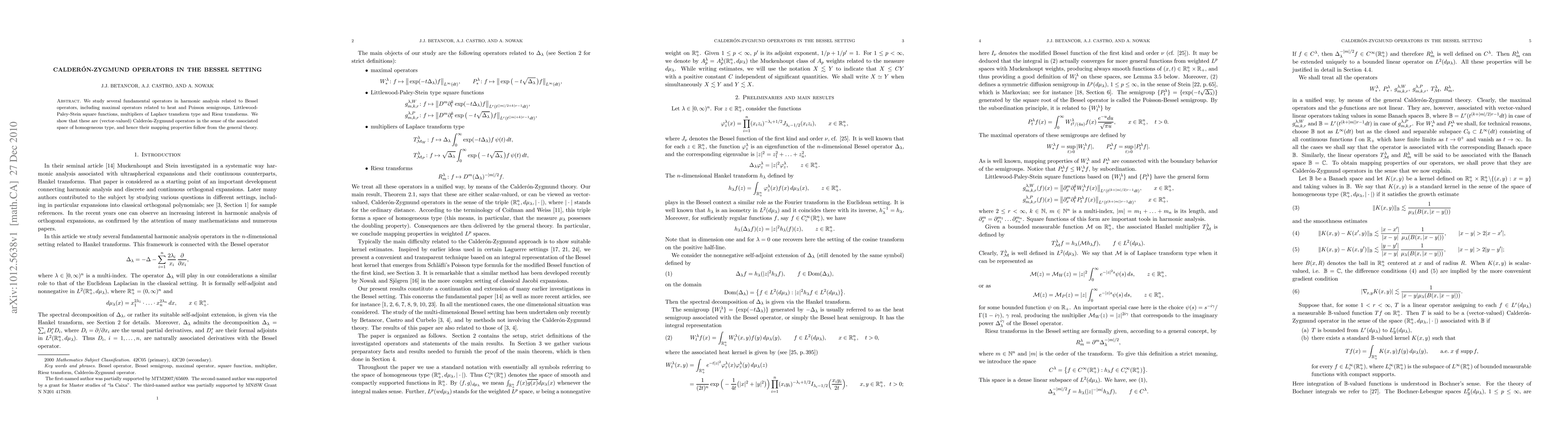 Thumbnail for Calder\'on-Zygmund operators in the Bessel setting