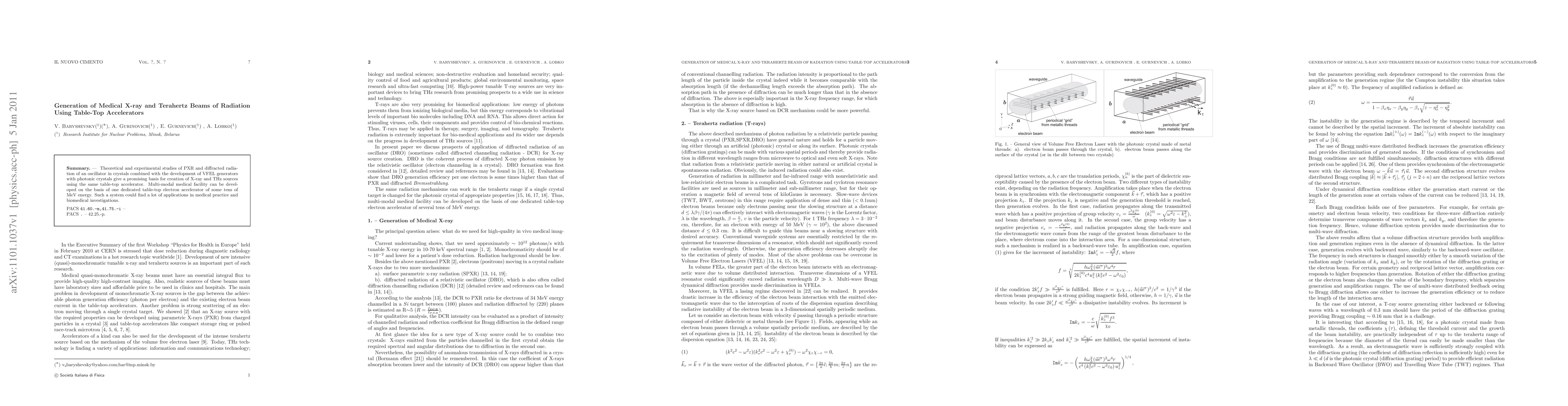 Thumbnail for Generation of Medical X-ray and Terahertz Beams of Radiation Using
  Table-Top Accelerators