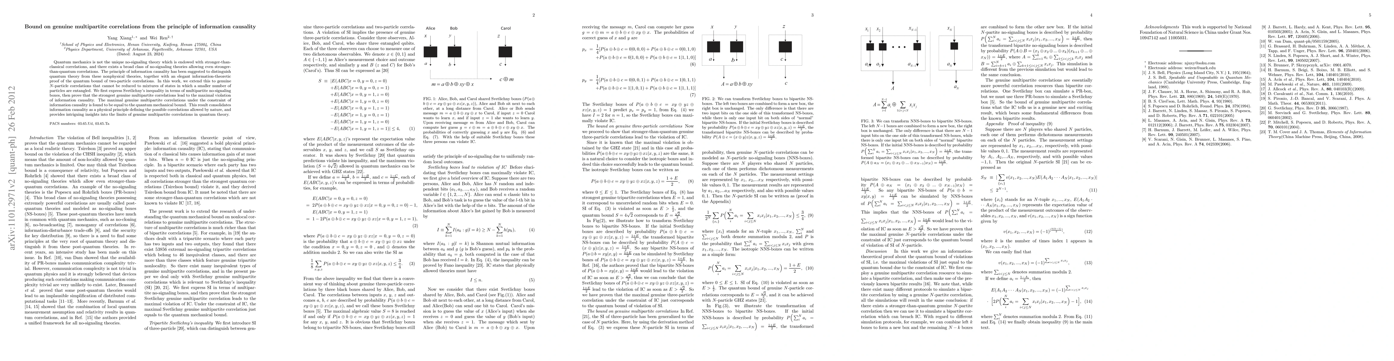 Thumbnail for Bound on genuine multipartite correlations from the principle of
  information causality