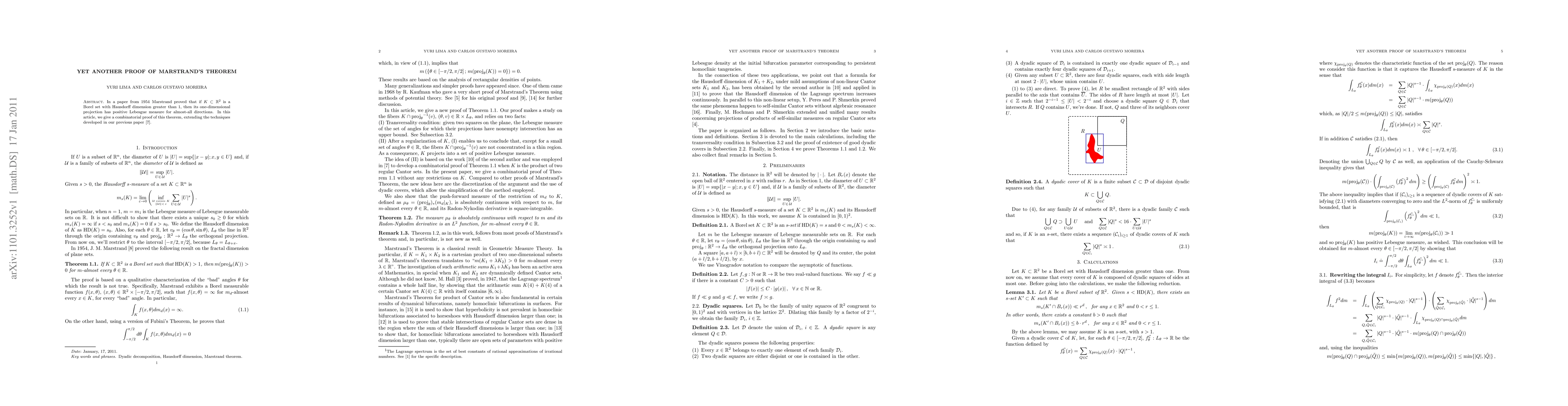 Thumbnail for Yet another proof of Marstrand's Theorem