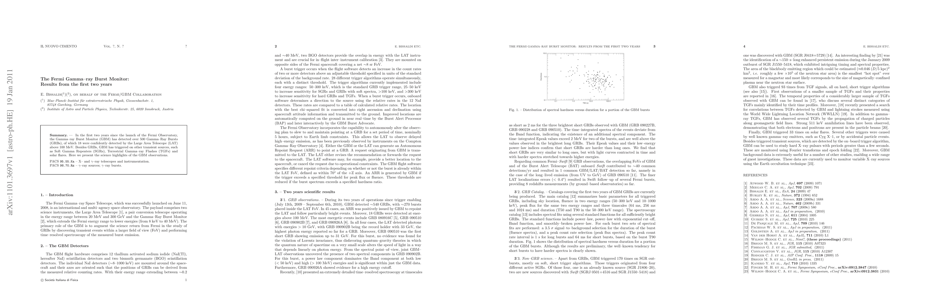 Thumbnail for The Fermi Gamma-ray Burst Monitor: Results from the first two years