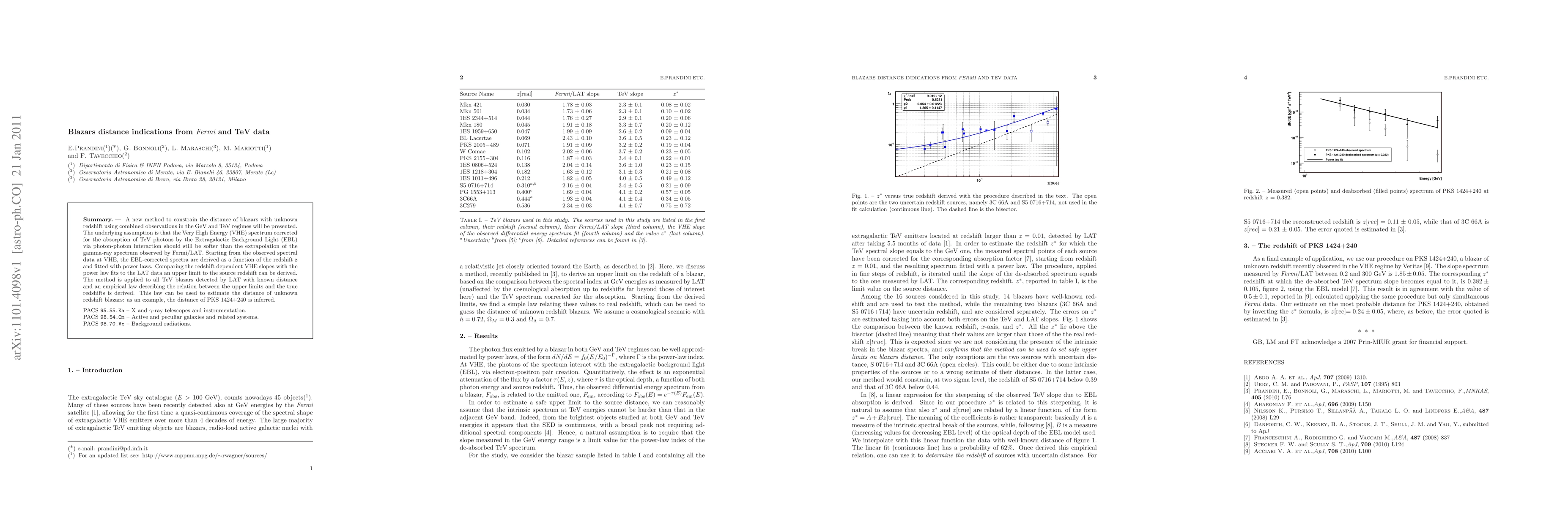 Thumbnail for Blazars distance indications from Fermi and TeV data