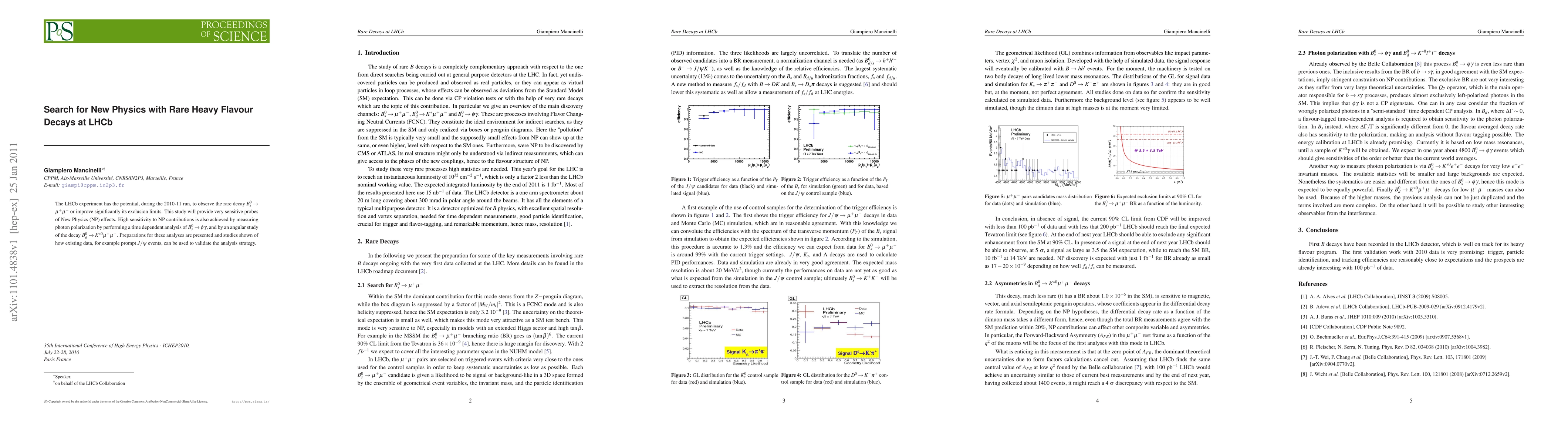 Thumbnail for Search for New Physics with Rare Heavy Flavour Decays at LHCb