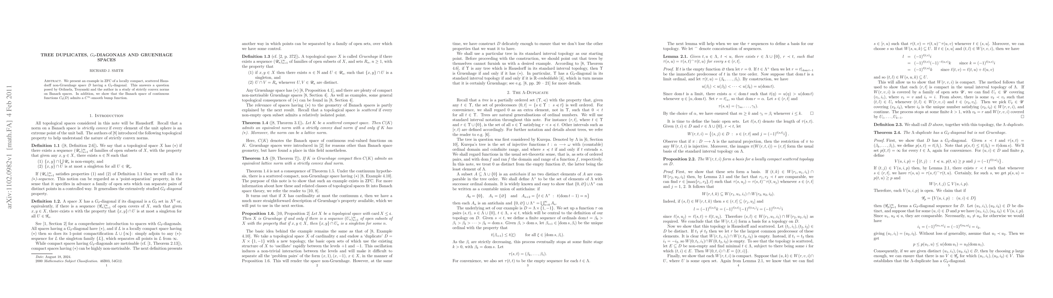 Thumbnail for Tree duplicates, $G_\delta$-diagonals and Gruenhage spaces