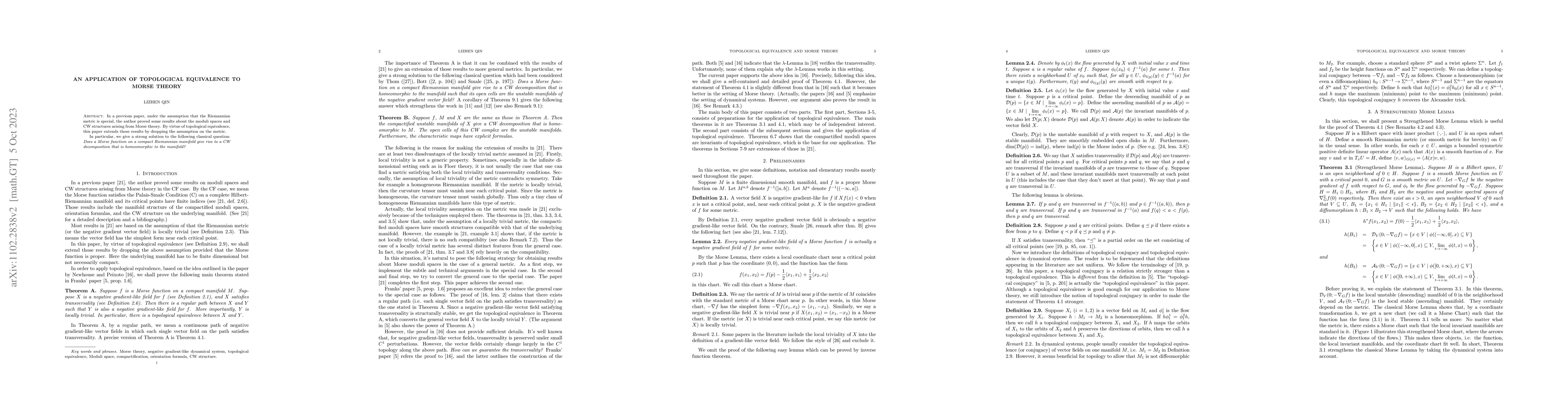 Thumbnail for An application of topological equivalence to Morse theory