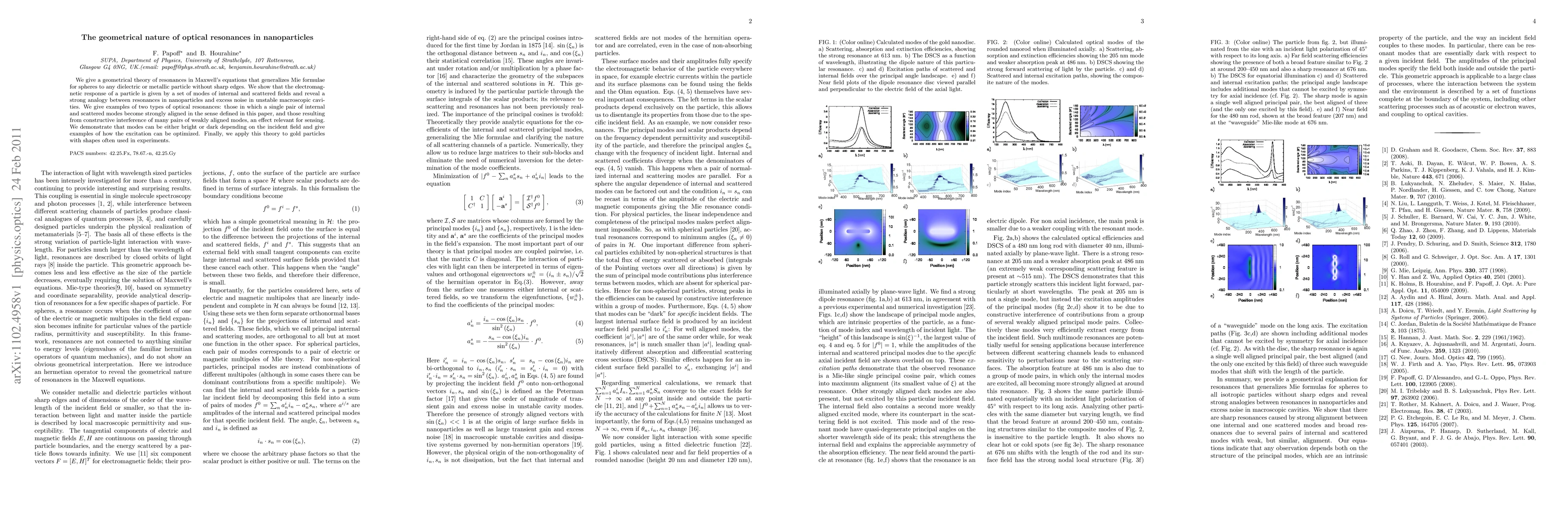 Thumbnail for The geometrical nature of optical resonances in nanoparticles