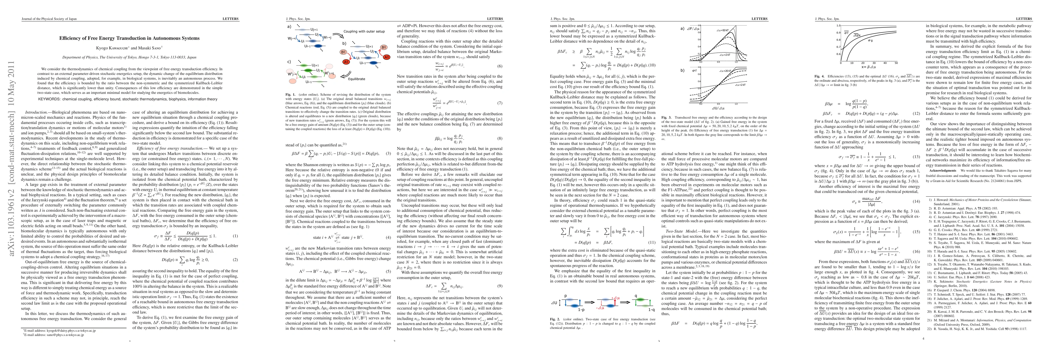 Thumbnail for Efficiency of Free Energy Transduction in Autonomous Systems