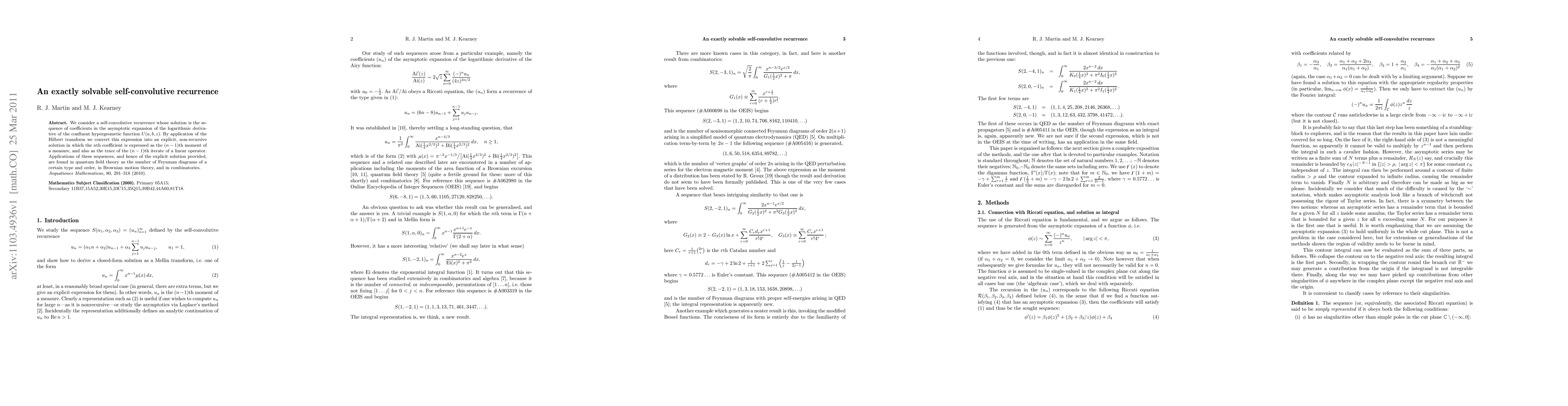 Thumbnail for An exactly solvable self-convolutive recurrence