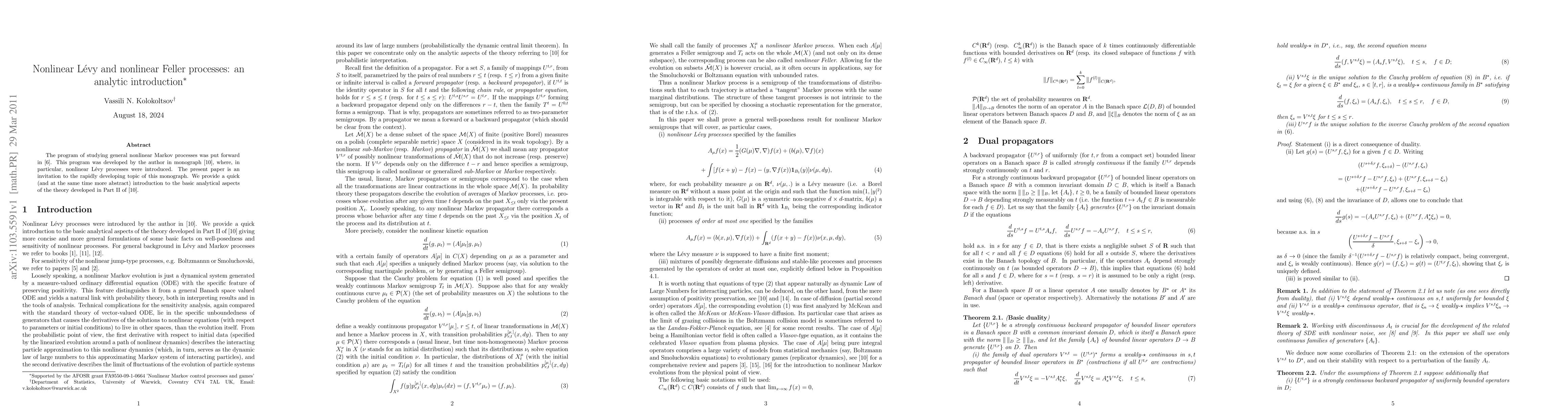 Thumbnail for Nonlinear L\'evy and nonlinear Feller processes: an analytic
  introduction