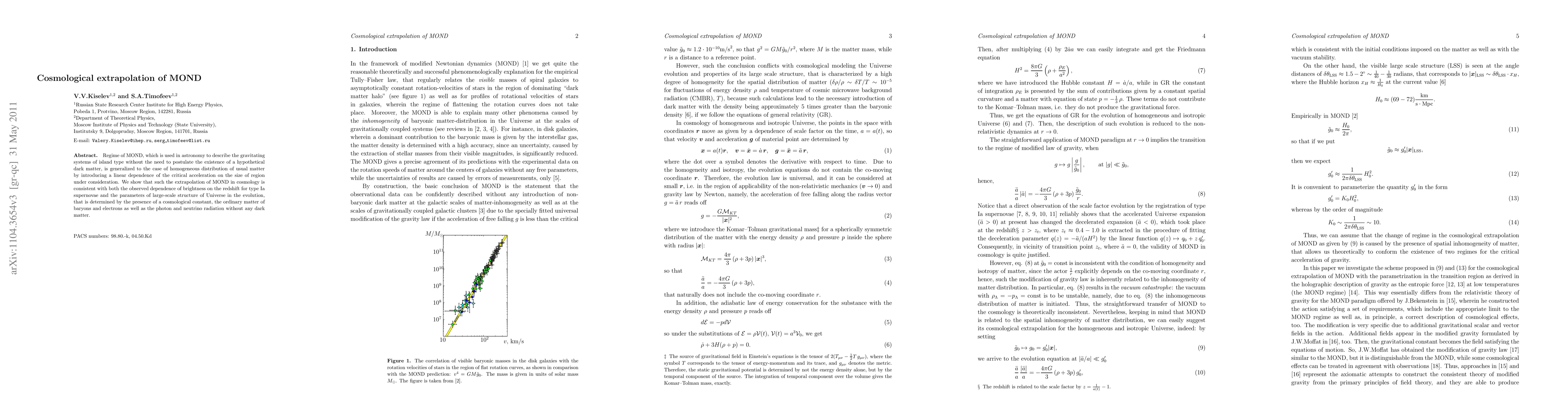 Thumbnail for Cosmological extrapolation of MOND