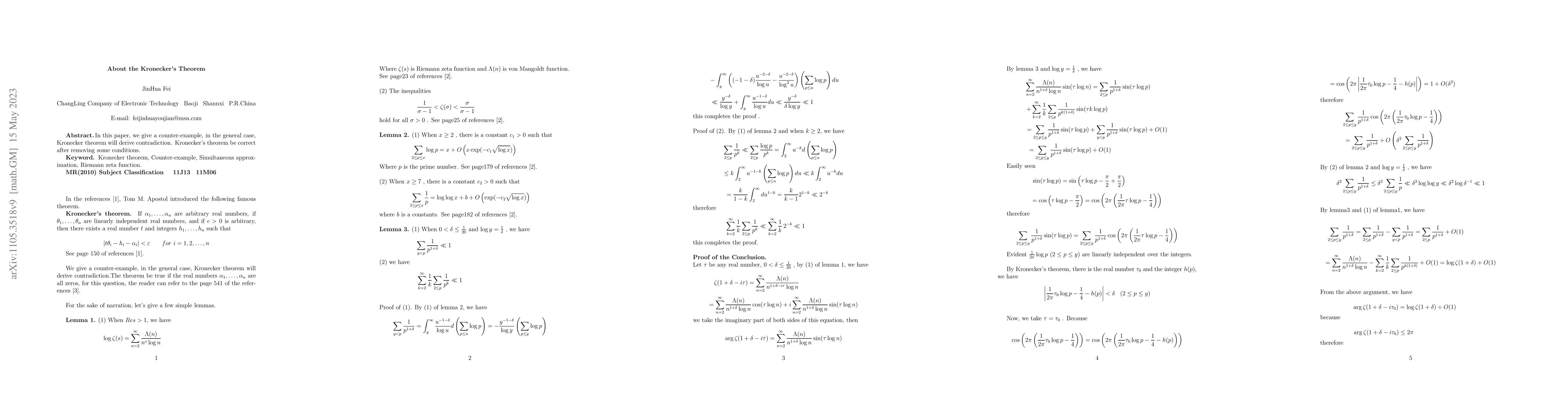 Thumbnail for About the Kronecker Theorem