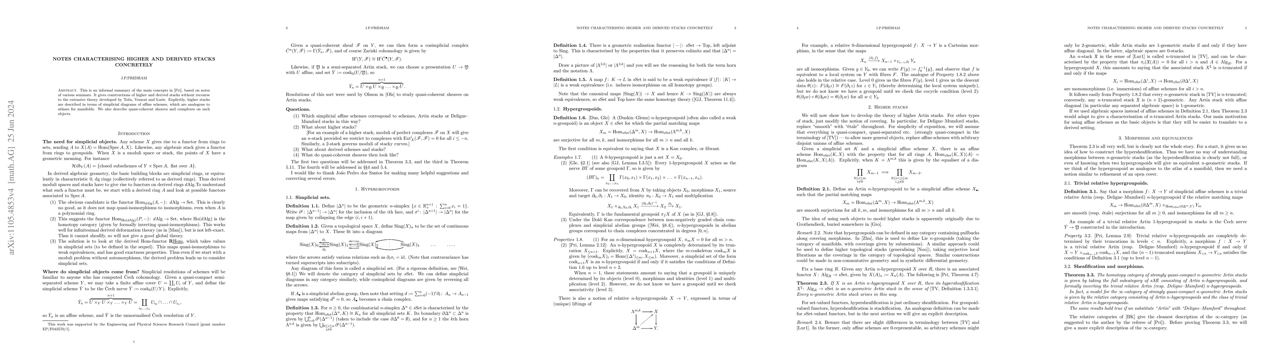Thumbnail for Notes characterising higher and derived stacks concretely