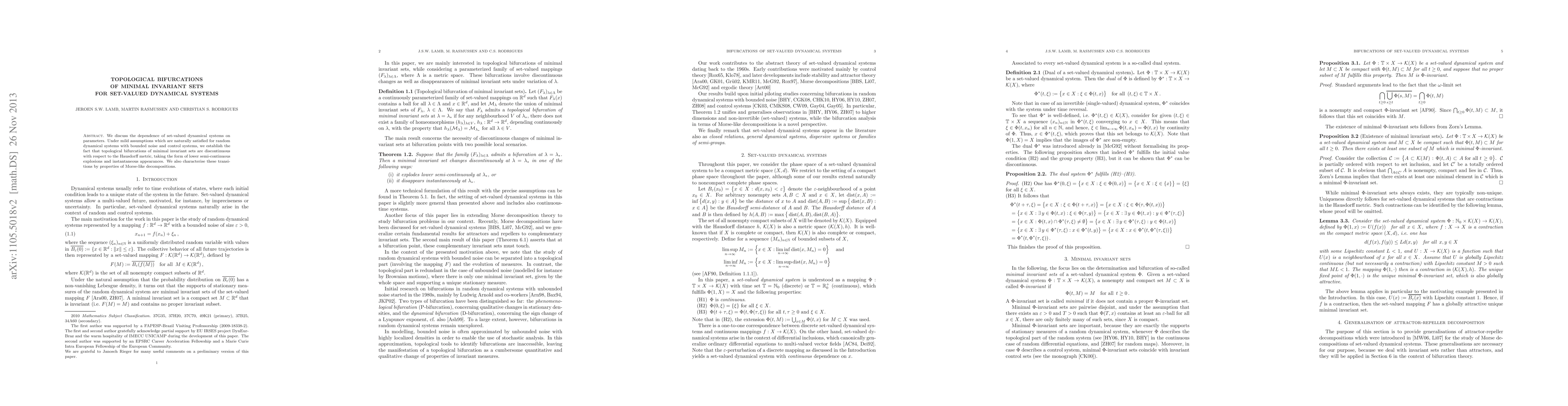 Thumbnail for Topological bifurcations of minimal invariant sets for set-valued
  dynamical systems