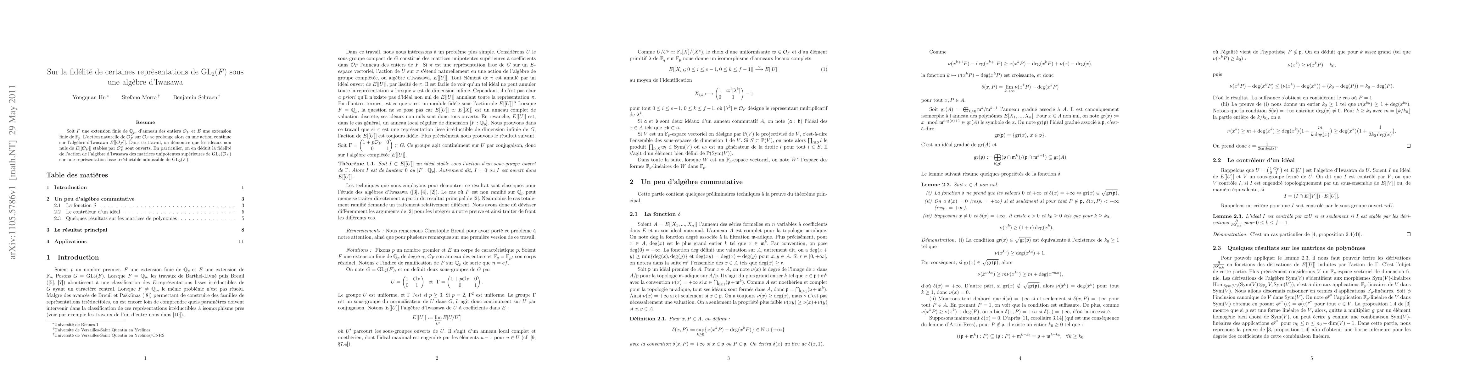 Thumbnail for Sur la fid\'elit\'e de certaines repr\'esentations de GL_2(F) sous une
  alg\`ebre d'Iwasawa