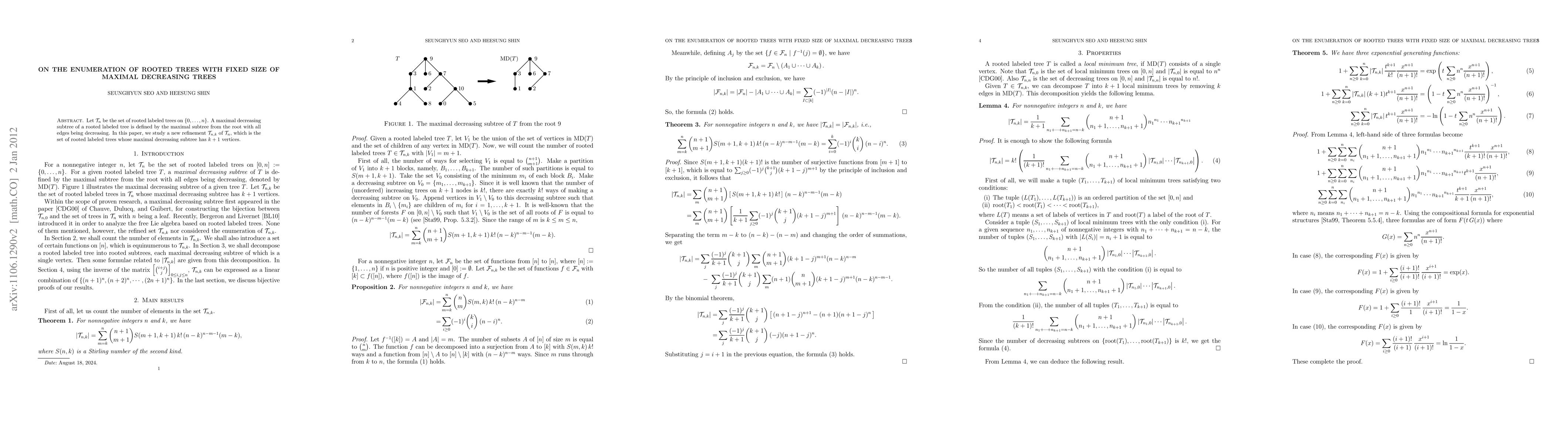 Thumbnail for On the enumeration of rooted trees with fixed size of maximal decreasing
  trees