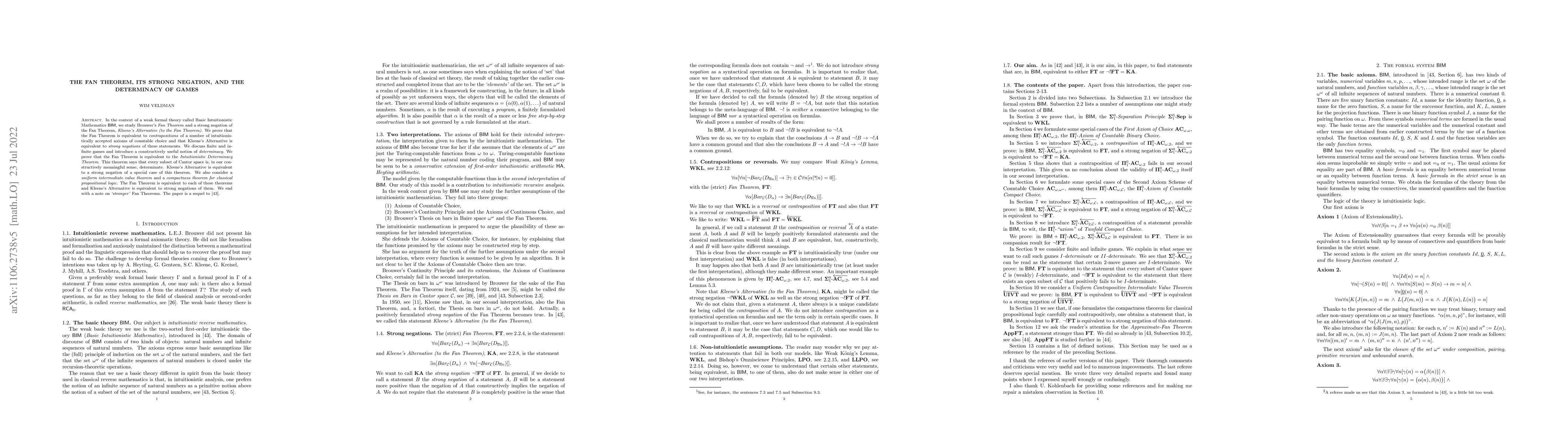 Thumbnail for Brouwer's Fan Theorem as an axiom and as a contrast to Kleene's
  Alternative