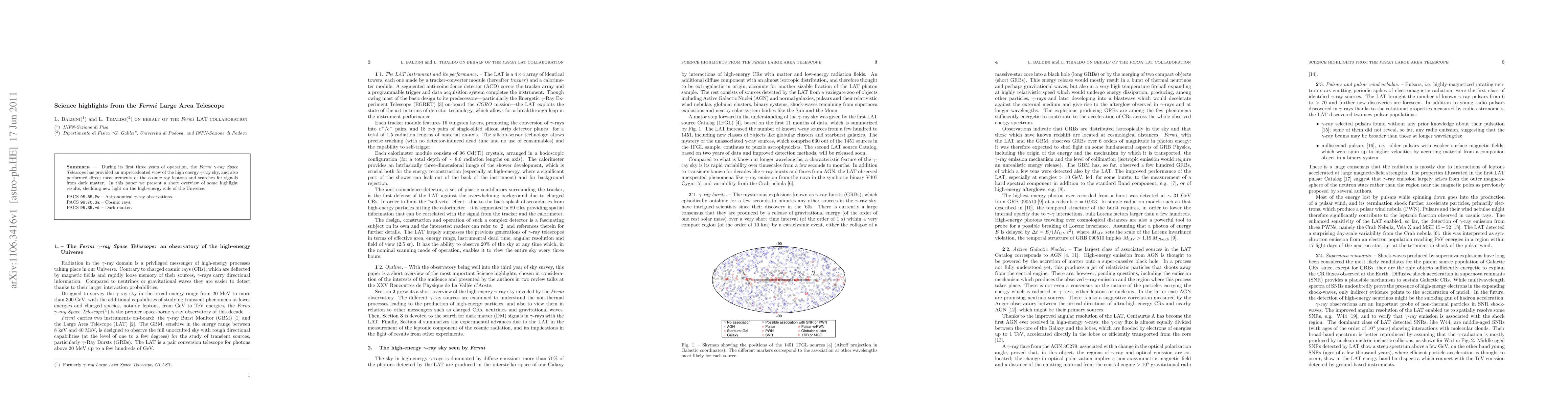 Thumbnail for Science highlights from the Fermi Large Area Telescope