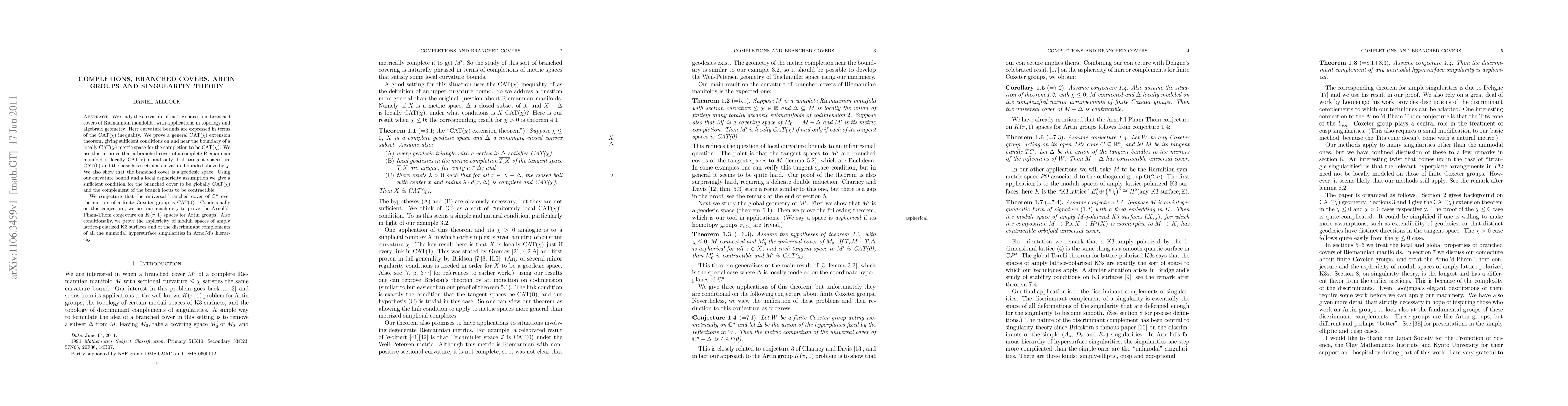 Thumbnail for Completions, branched covers, Artin groups and singularity theory