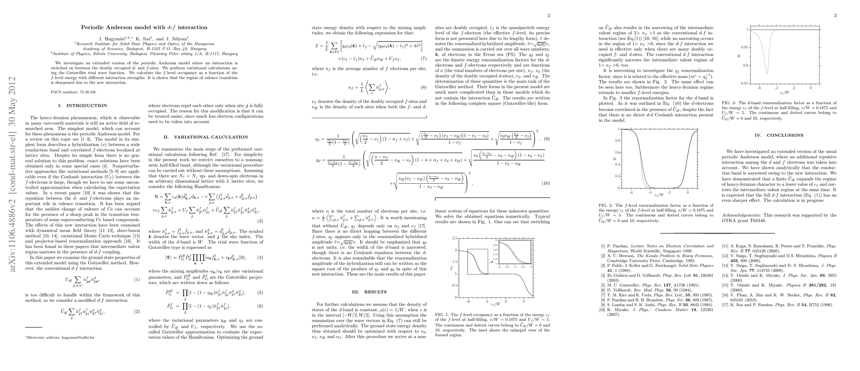Thumbnail for Periodic Anderson model with d-f interaction