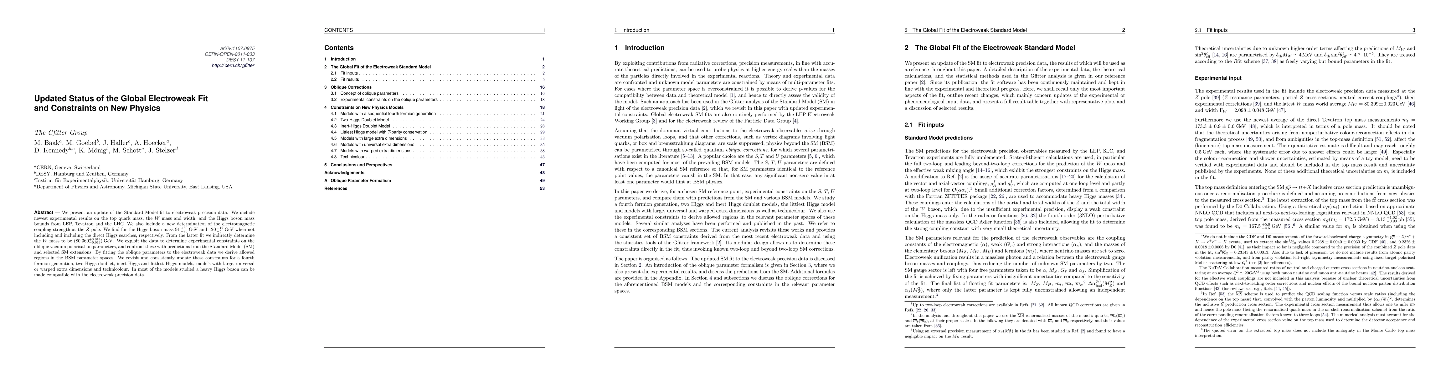 Thumbnail for Updated Status of the Global Electroweak Fit and Constraints on New
  Physics