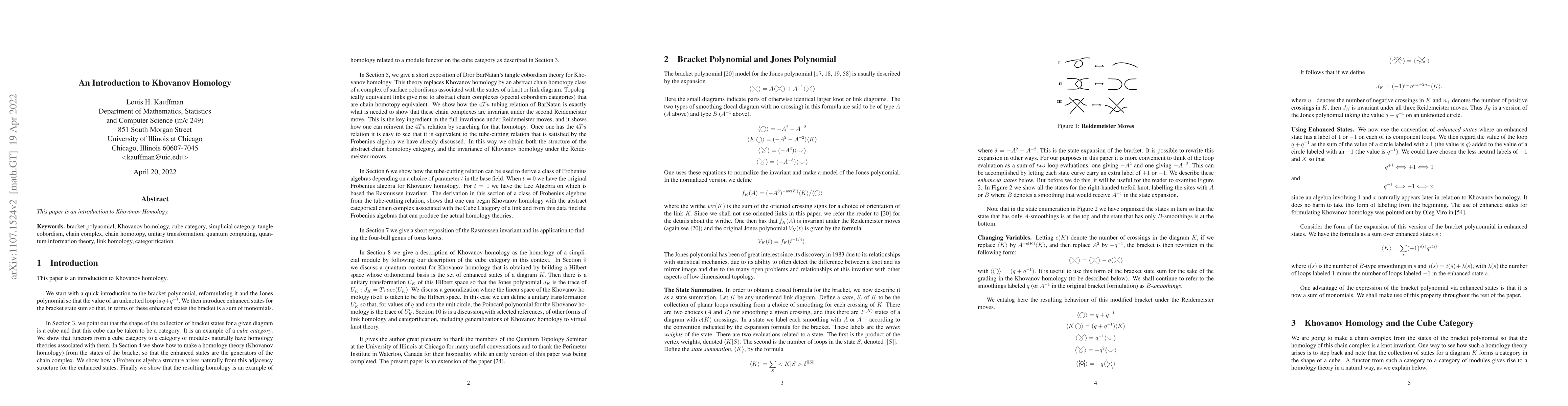 Thumbnail for An Introduction to Khovanov Homology
