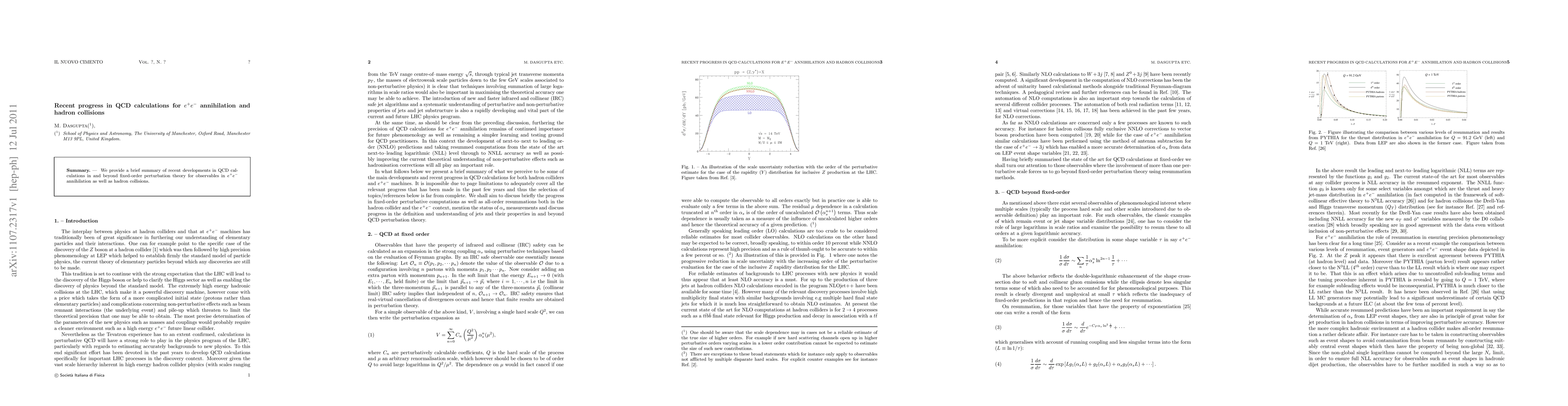 Thumbnail for Recent progress in QCD calculations for e^+e^- annihilation and hadron
  collisions