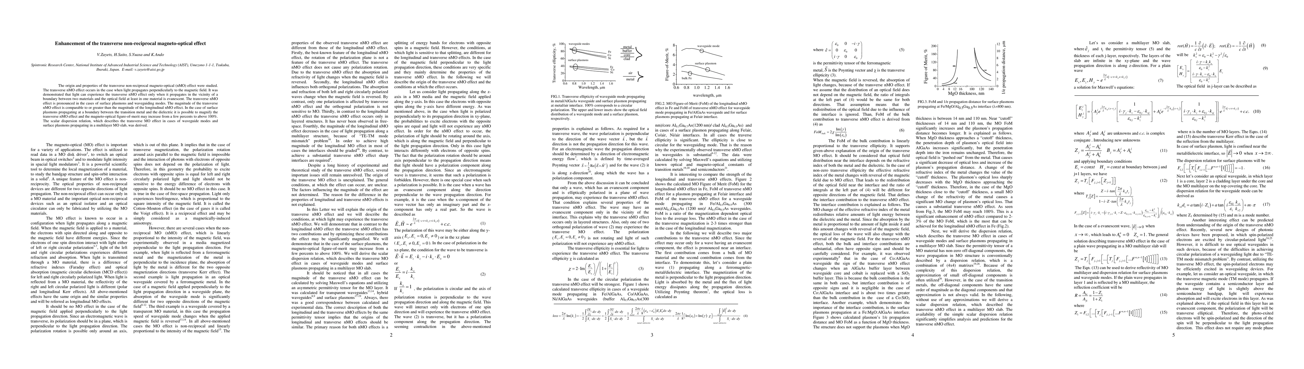 Thumbnail for Enhancement of the transverse non-reciprocal magneto-optical effect