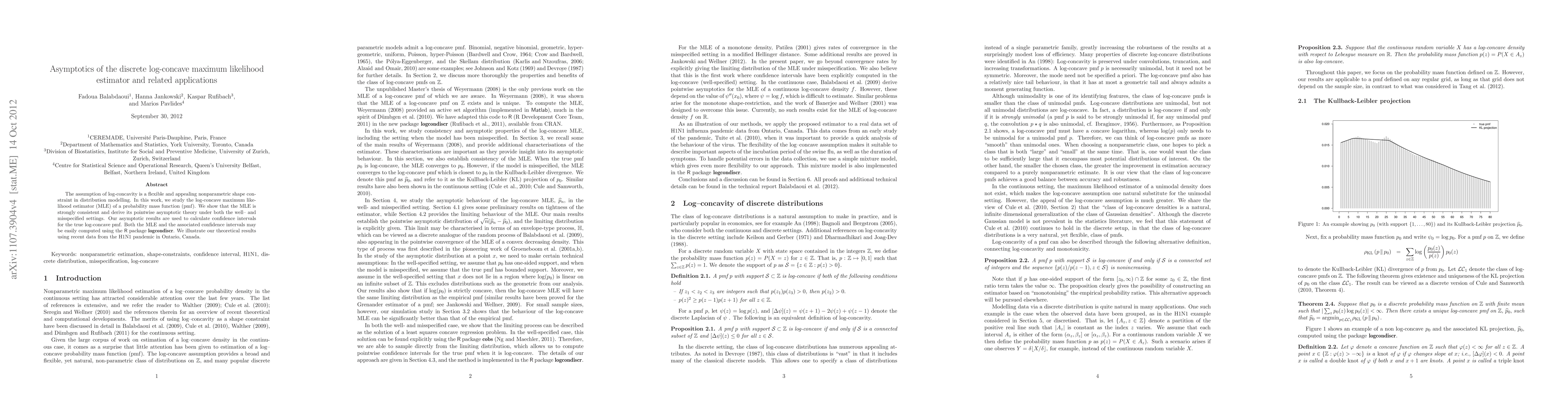 Thumbnail for Asymptotics of the discrete log-concave maximum likelihood estimator and
  related applications