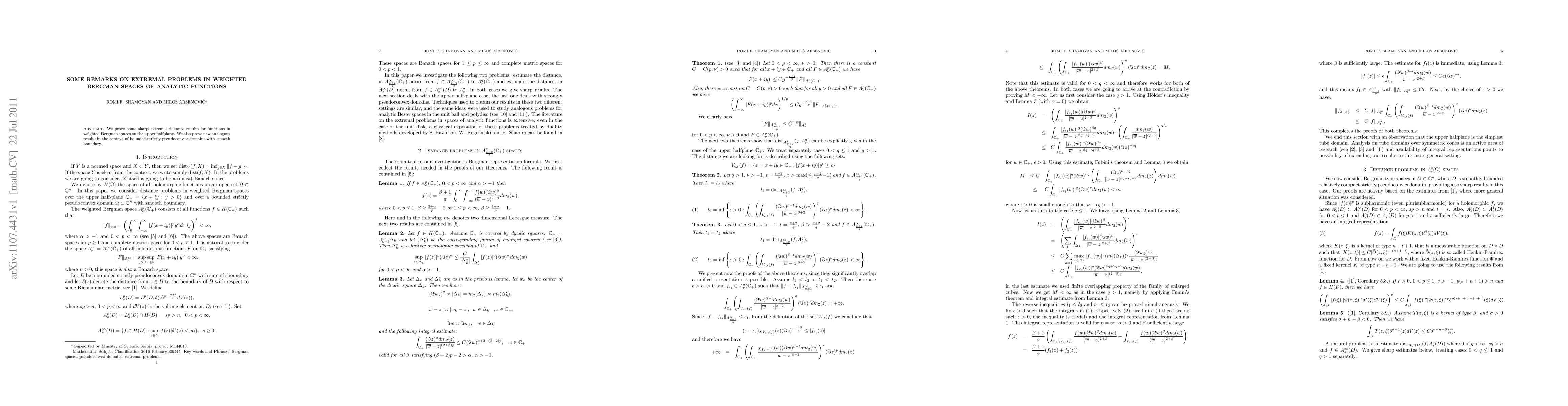 Thumbnail for Some remarks on extremal problems in weighted Bergman spaces of analytic
  functions