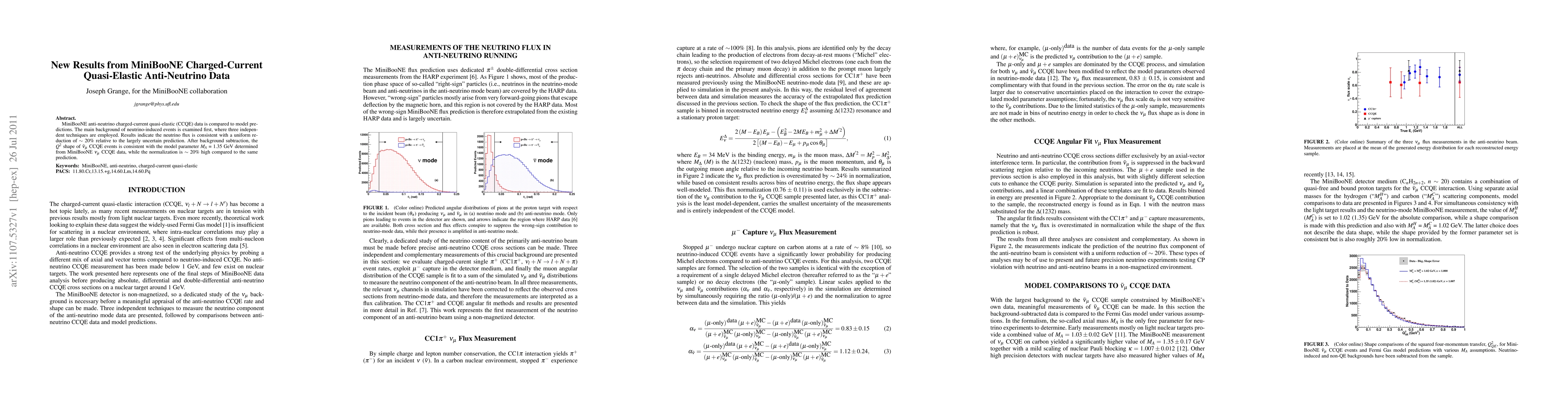 Thumbnail for New Results from MiniBooNE Charged-Current Quasi-Elastic Anti-Neutrino
  Data