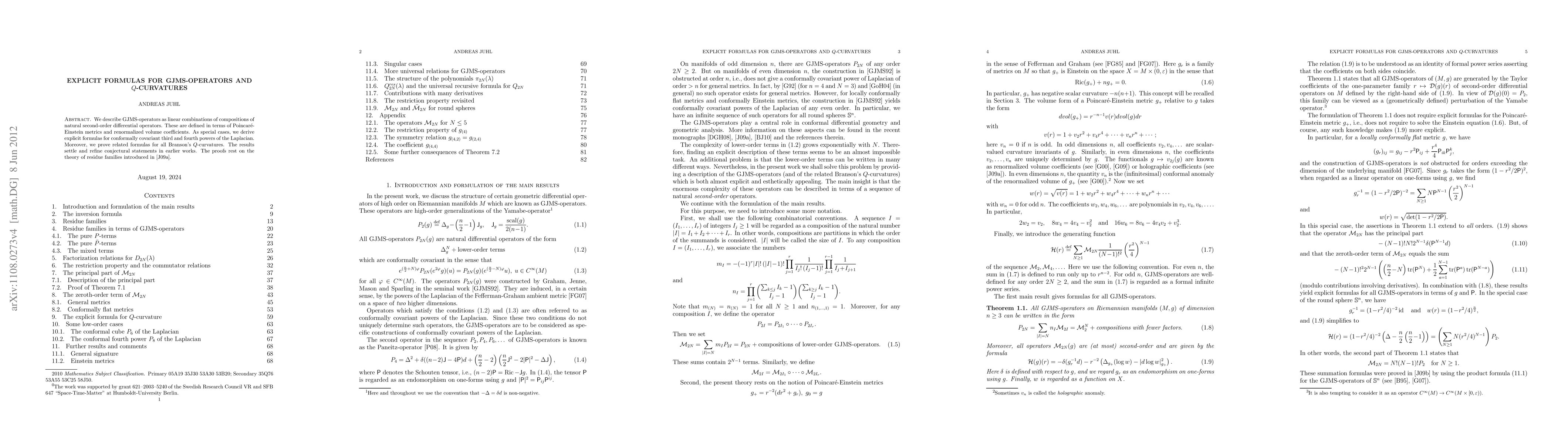 Thumbnail for Explicit formulas for GJMS-operators and $Q$-curvatures