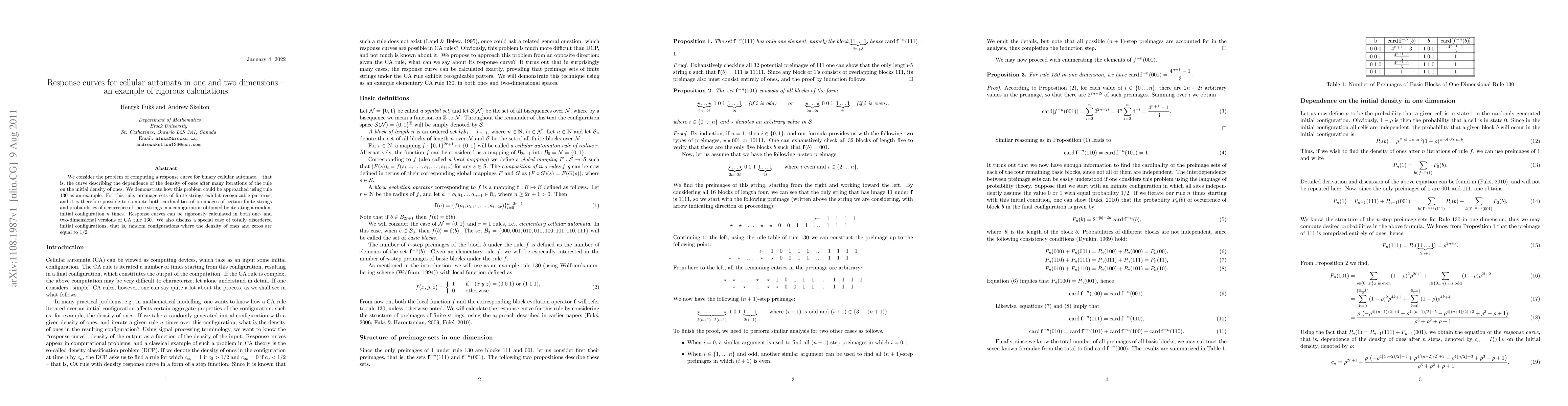 Thumbnail for Response curves for cellular automata in one and two dimensions - an
  example of rigorous calculations