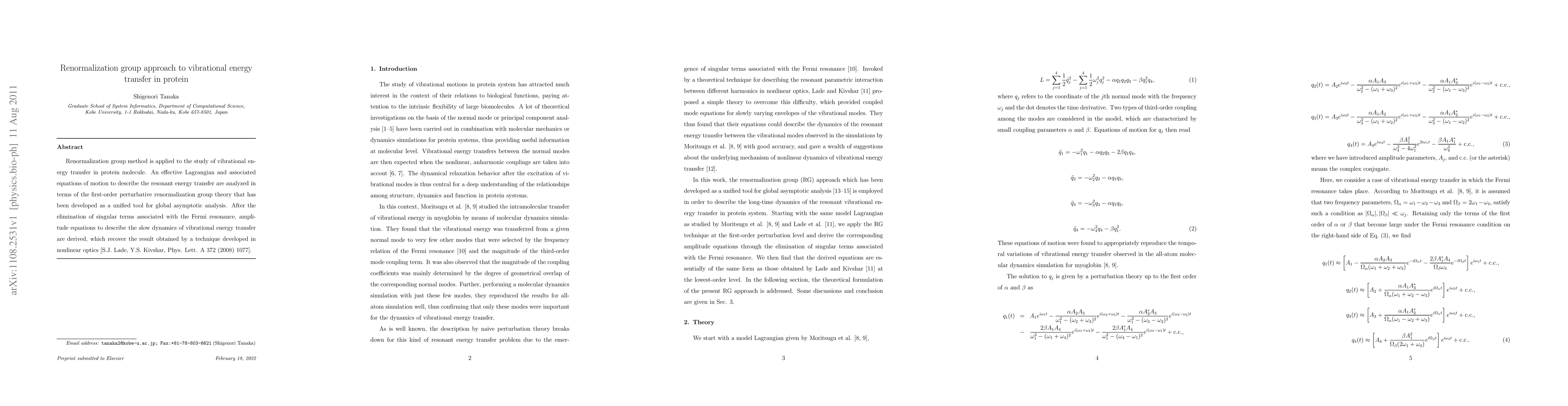 Thumbnail for Renormalization group approach to vibrational energy transfer in protein