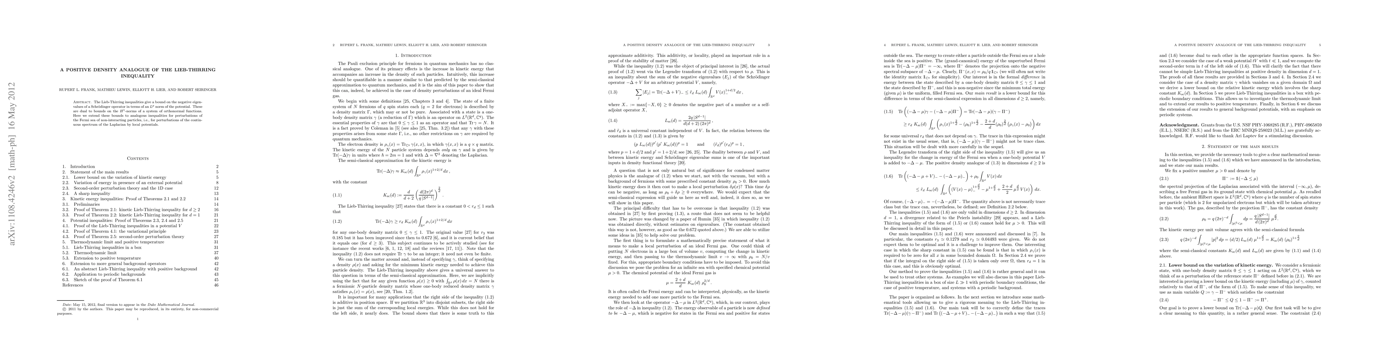 Thumbnail for A positive density analogue of the Lieb-Thirring inequality