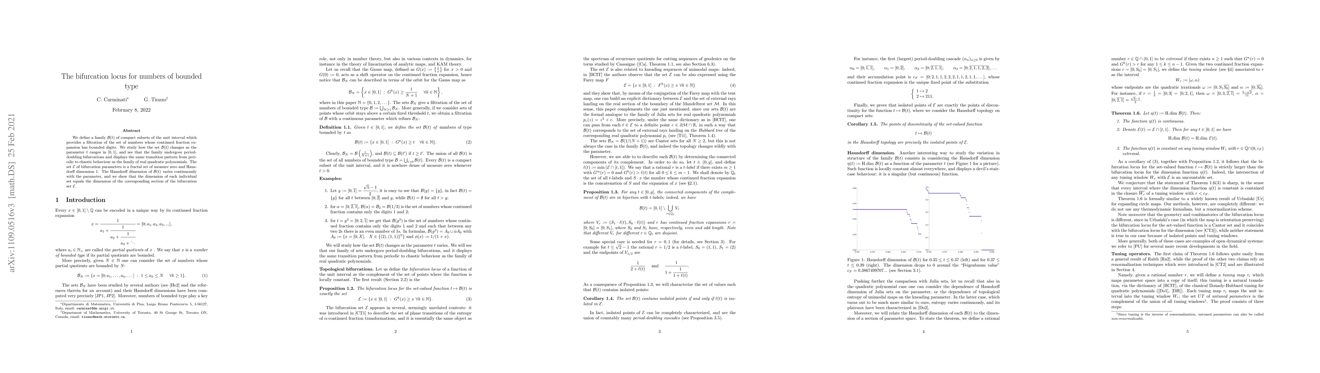 Thumbnail for The bifurcation locus for numbers of bounded type