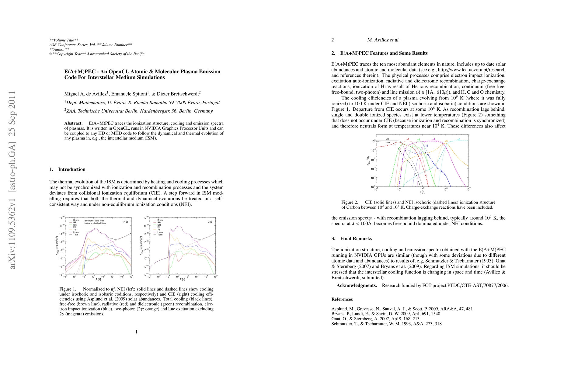 Thumbnail for E(A+M)PEC - An OpenCL Atomic & Molecular Plasma Emission Code For
  Interstellar Medium Simulations