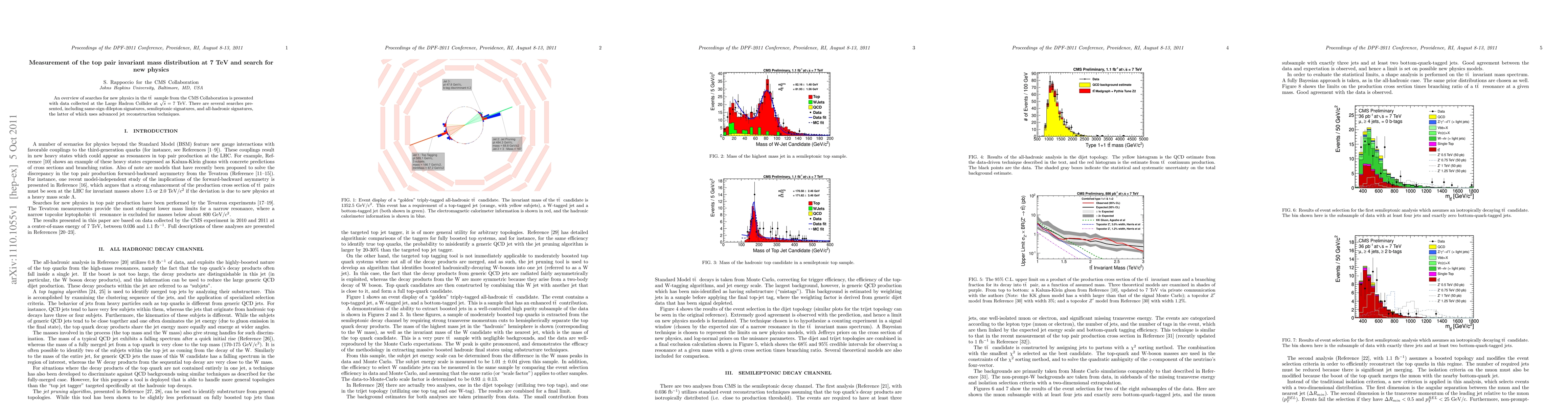 Thumbnail for Measurement of the top pair invariant mass distribution at 7 TeV and
  search for new physics