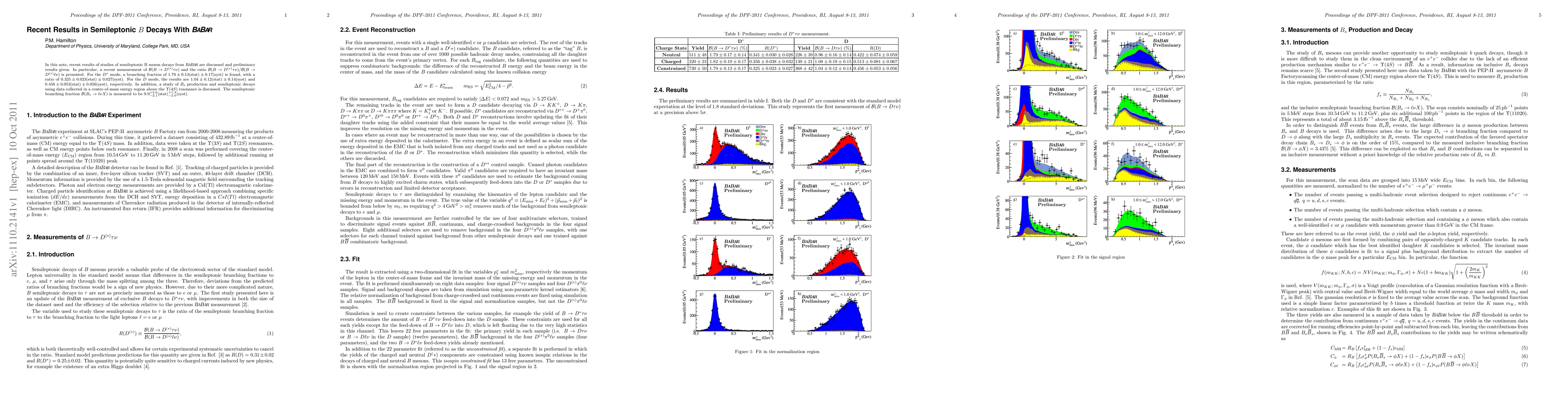 Thumbnail for Recent Results in Semileptonic B Decays With BaBar