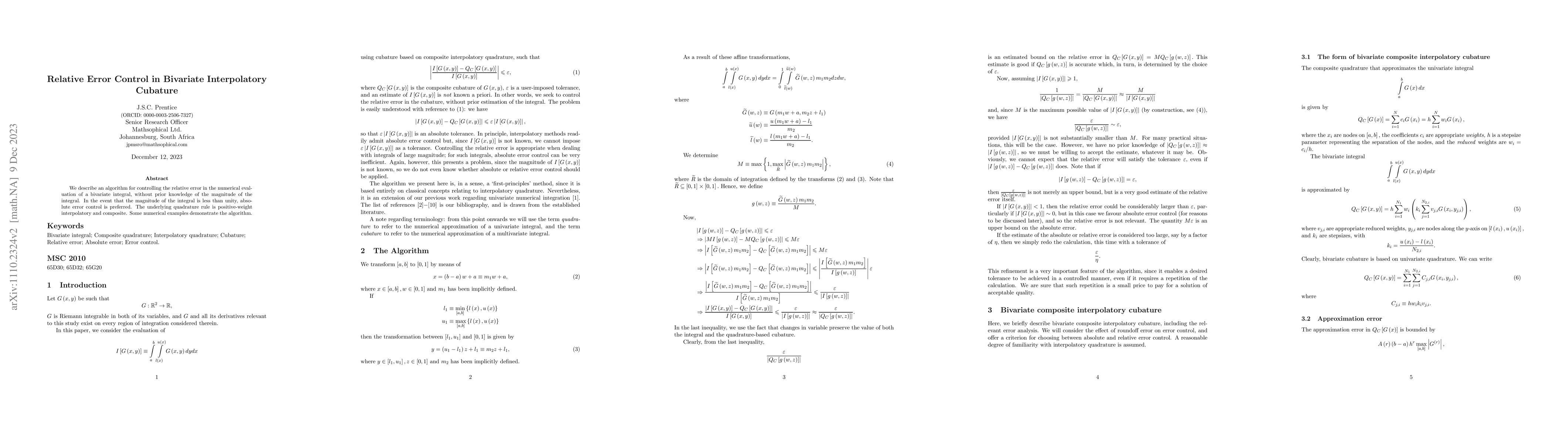 Thumbnail for Relative Error Control in Bivariate Interpolatory Cubature