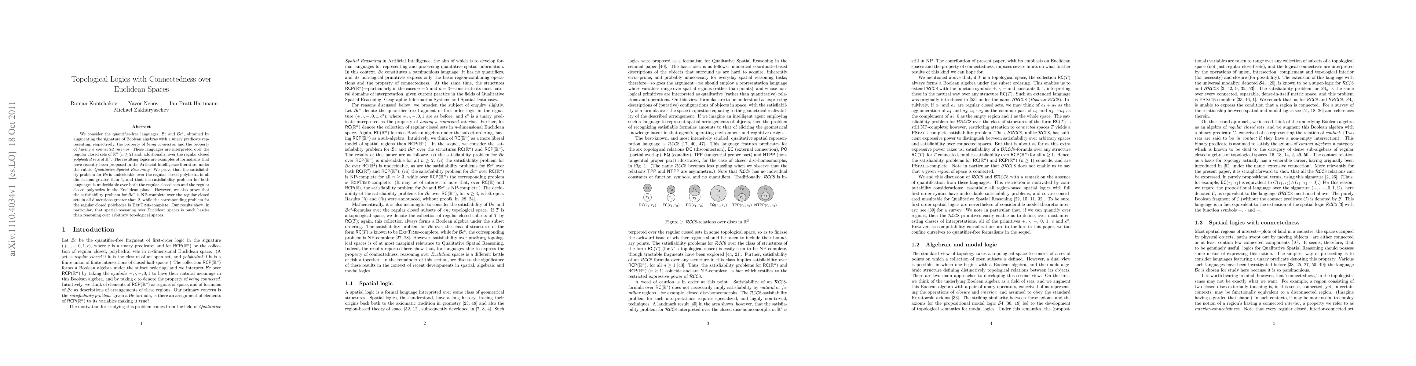 Thumbnail for Topological Logics with Connectedness over Euclidean Spaces