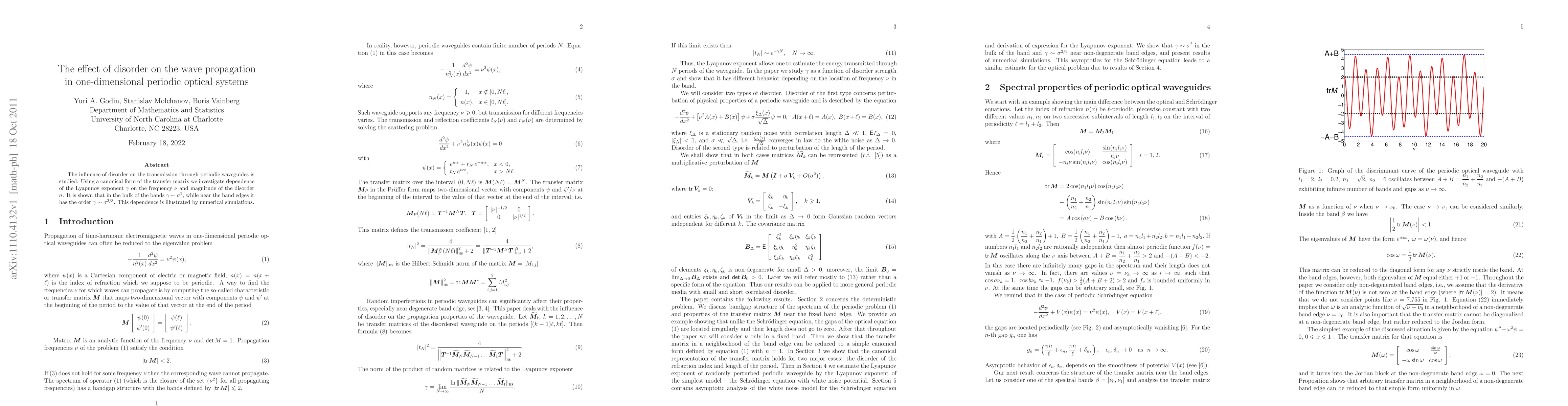 Thumbnail for The effect of disorder on the wave propagation in one-dimensional
  periodic optical systems