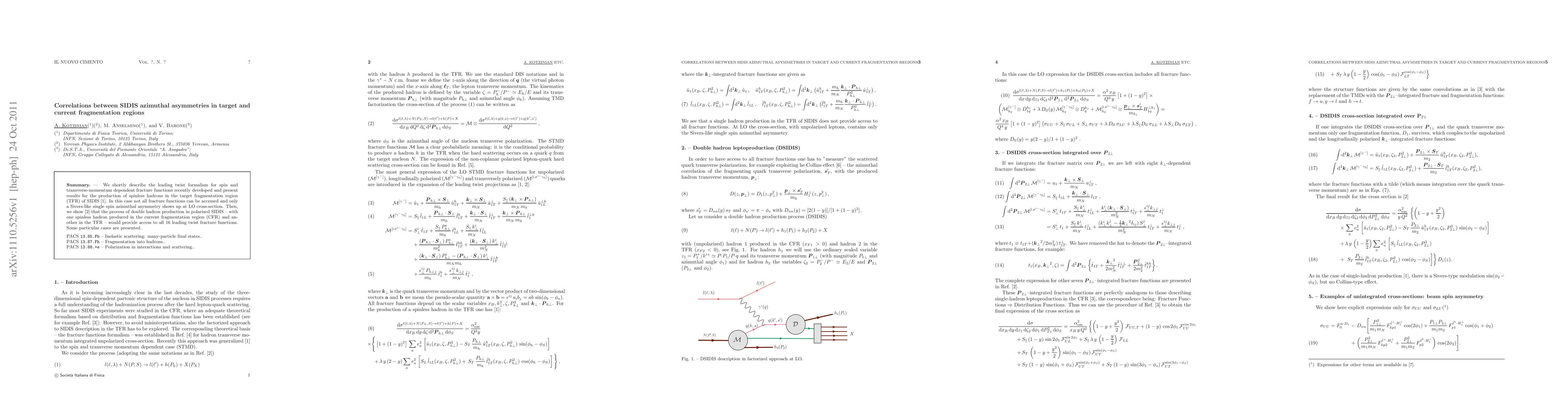 Thumbnail for Correlations between SIDIS azimuthal asymmetries in target and current
  fragmentation regions