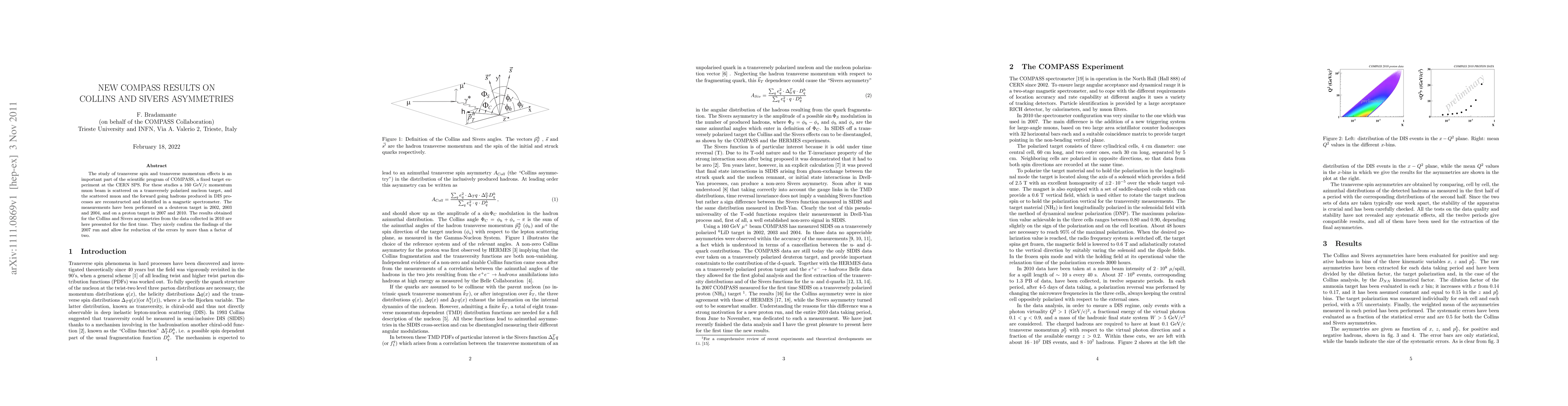 Thumbnail for New COMPASS results on Collins and Sivers asymmetries