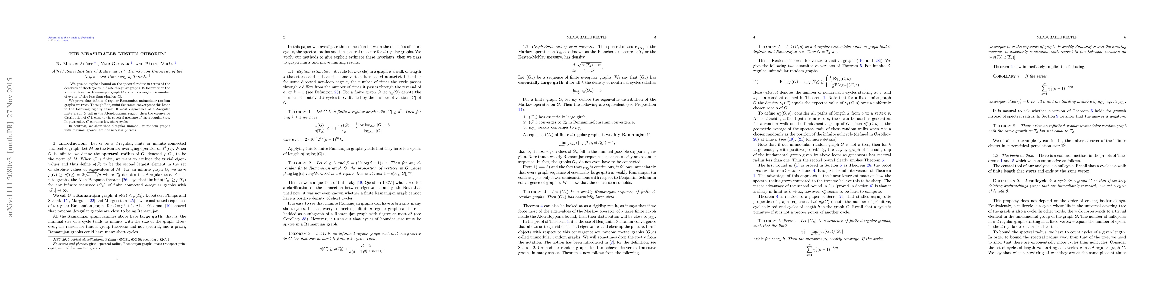 Thumbnail for The measurable Kesten theorem