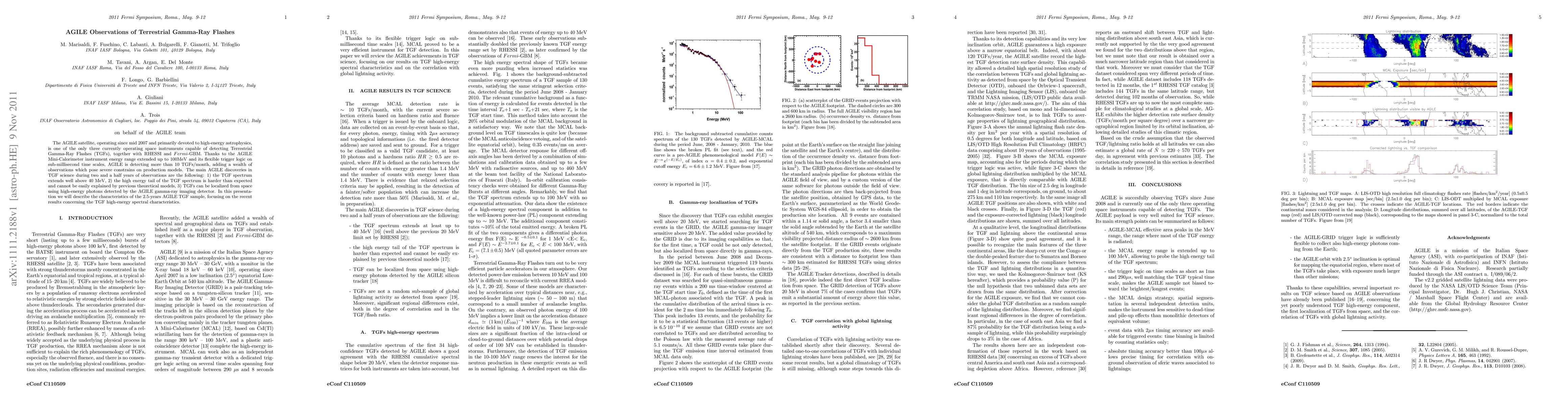 Thumbnail for AGILE Observations of Terrestrial Gamma-Ray Flashes
